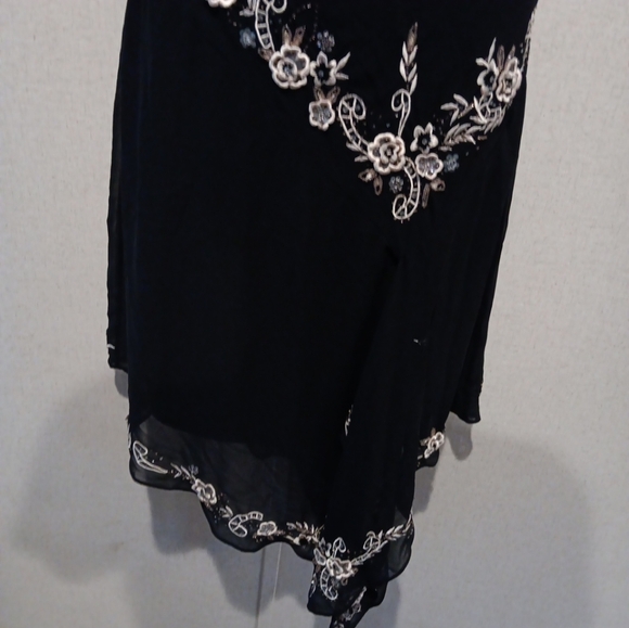 Vintage Y2K R&M Richards Emroidered Sequin Floral Appliqué Chiffon Drop Size 8 - Picture 4 of 6